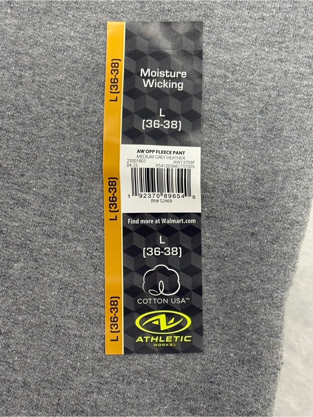 Men’s Athletic Works Gray Fleece Jogger Sweatpants Moisture Wicking Large NWT - Picture 2 of 8